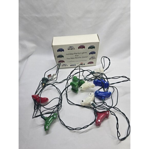 Holiday Indoor Party Lights Volkswagen Beetle Bug Shaped-Novelty-11 Ft 10 Lights - Picture 1 of 12